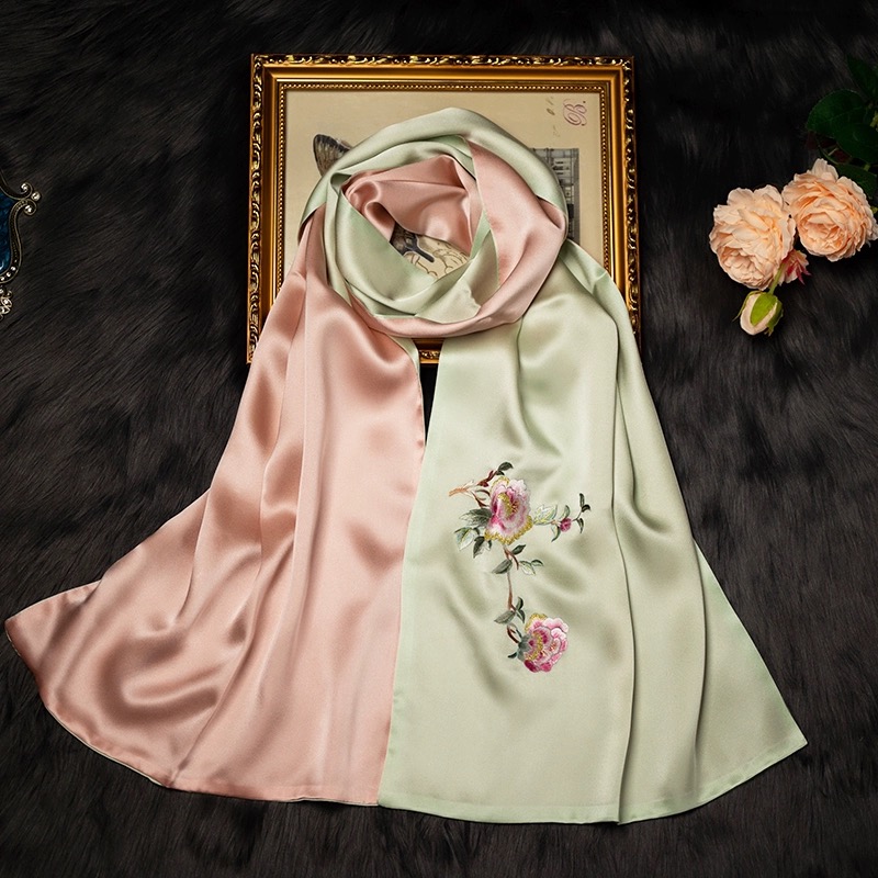 Silk scarf 5# (hand-embroidery)