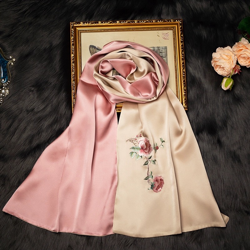 Silk scarf 6# (hand-embroidery)