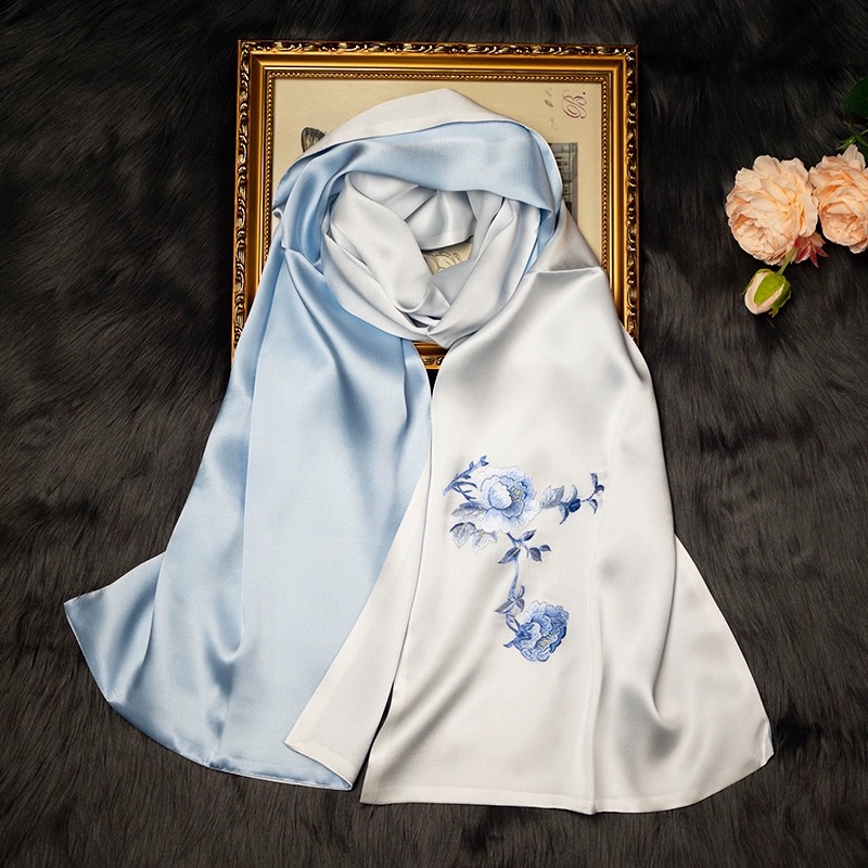 Silk scarf 7# (hand-embroidery)