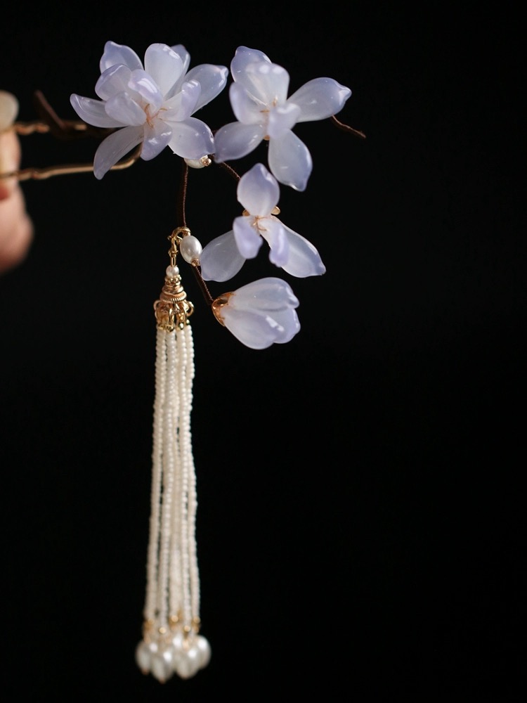 Magnolia pearl tassels hairpin 3#