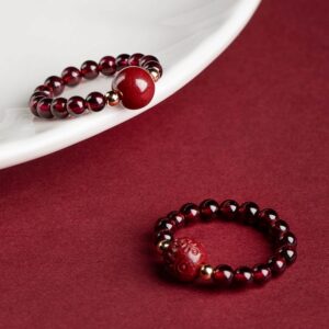 Cinnabar garnet ring