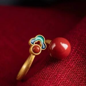 Cinnabar ring with auspicious cloud pattern
