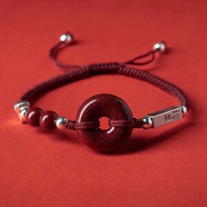 Cinnabar silver braided rope bracelet