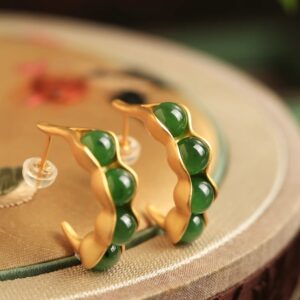 Hetian Jade Earrings - Lucky Bean