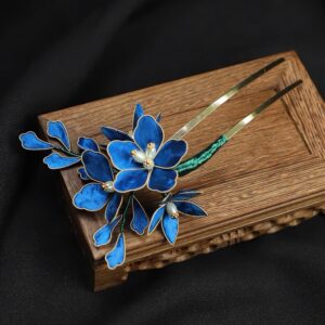 Velvet Blossom Hairpin – Azure Elegance